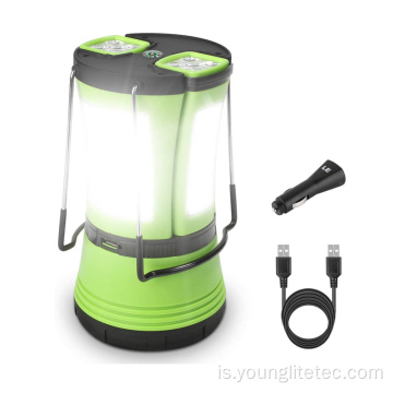 Rechargeable Camping Lantern Light með 2 afnema torches